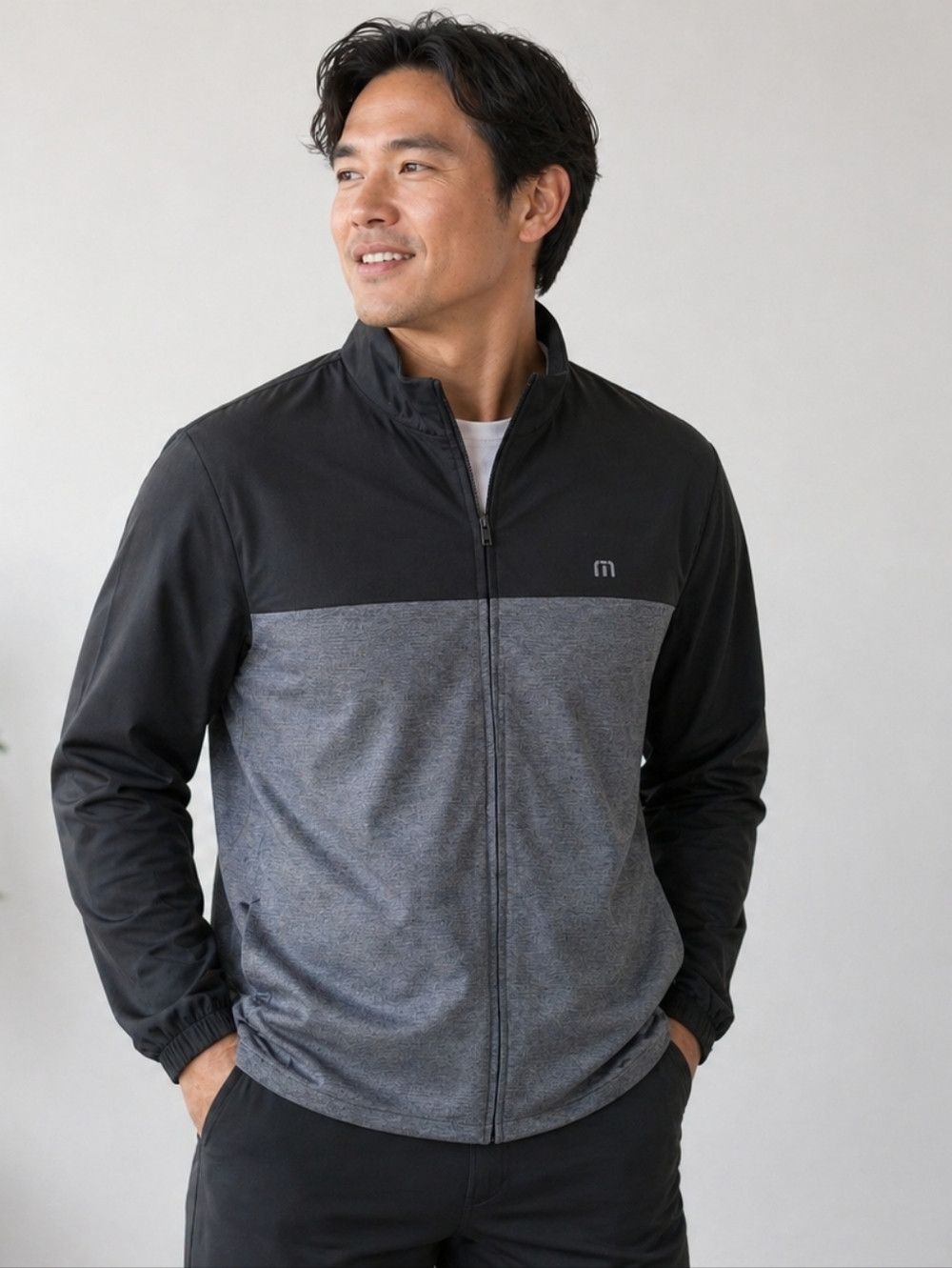Travis Mathew Men's Two-Tone Blue Full-Zip Light Weight Jacket